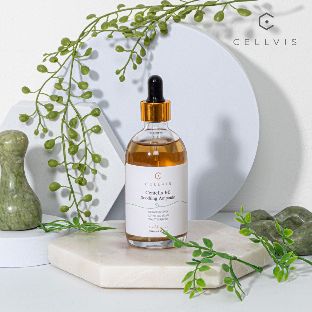 CELLVIS Centella 90 Soothing Ampoule 100ml Professional Aesthetic Grade Madecassoside Hyaluronic Acid Skin Barrier Recovery Serum _ Made in Korea